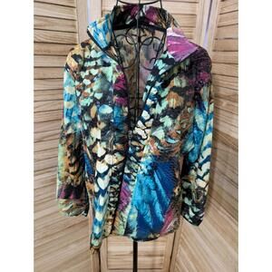 Toni Morgan Women's L Full Zip Jacket with Clear Sequins, Party, Club, 80s